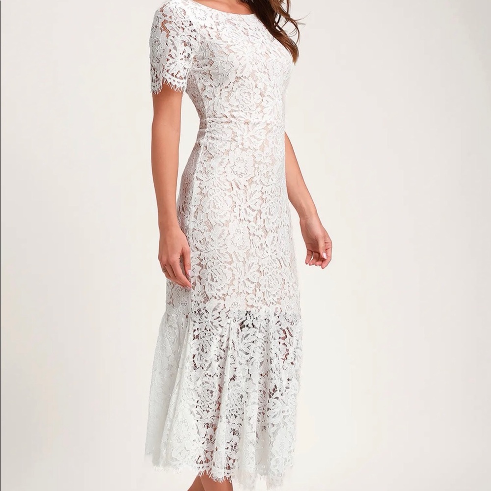 New Lulus white lace dress